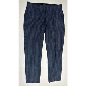 Banana Republic Factory White Navy Blue Ryan Pinstripe Straight Leg Pants Sz 00P